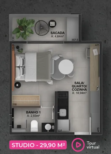 Studio em Tibery - Uberlândia